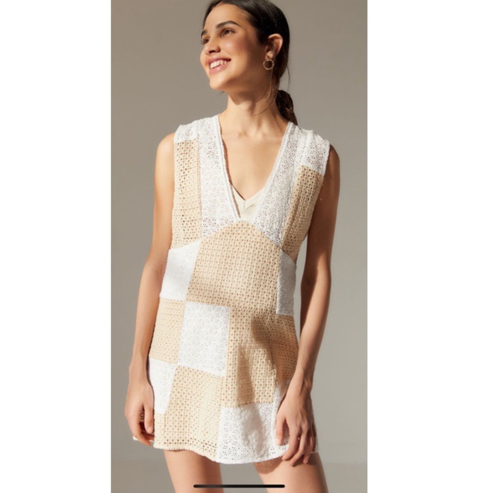 Patchwork Eyelet Shift Dress